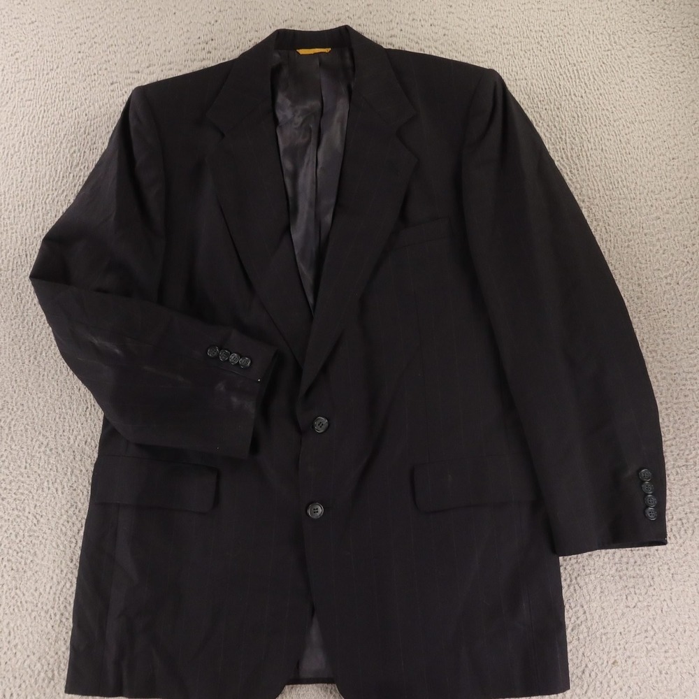 VTG Hopsack Jacket 40R M Blue Chalk Stripe 100% Wool Blazer